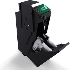 PATRON Gun Safe for handgun, Biometric Gun Safe box for pistols，hidden Wall or Desk Mounted fingerprint safes for nightstand,Bedside,Truck，electronic Quick Access shotgun safe box