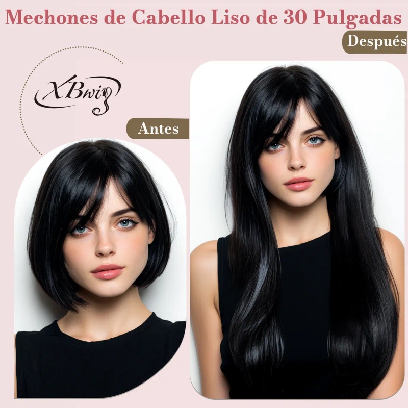 Extensiones Cabello Natural Fibra Cortina Negro 30 PLG 210g