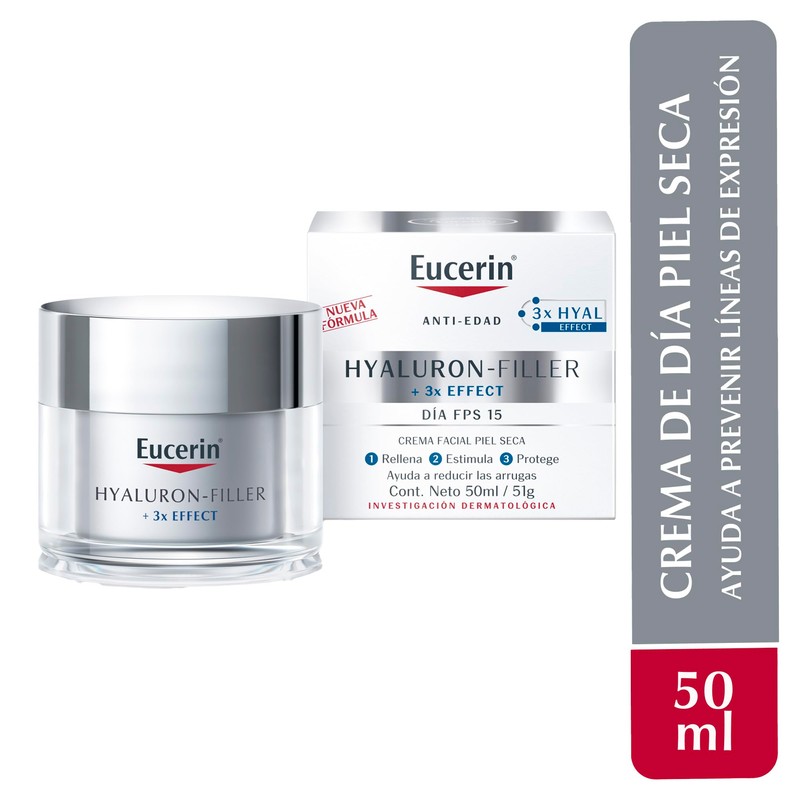 Eucerin Crema dia FPS 15+ ácido hialurónico Hyaluron Filler, 50