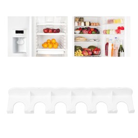 Qcwwy Refrigerator Food Pouch Hanger Organizer, ABS 6 Holes Food Shelf Holder Storage Box Kitchen Storage Supplies for Hanging Yogurt Applesauce 24.6CM