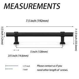 knobelite 50 Pack Matte Black Cabinet Pulls, 5 inch Cabinet Handles for Kitchen Bathroom, Black Stainless Steel T Bar Drawer Pulls for Drawer Dresser