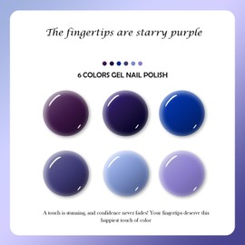 CAMILA ¿ 6pcs 15ml Gel Polish Set Purple Gel Nail Polish Kit Soak Off Gel Polish Manicure Salon For Women G Set