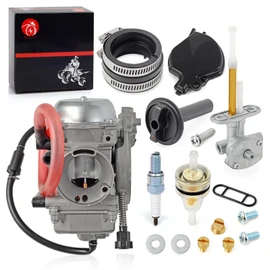 Carburetor Carb and Fuel Valve Petcock + Lever Intake Manifold For Kawasaki Prairie 360 KVF360 4x4 2003-2013