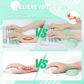 Cloud Wrist Rest Keyboard, Cloud Palm Rest Set with PU Leather Memory Foam, Cute Keyboard Rest for Wrist Support and Arm Rest, Desk Cloud Wrist Pad for PC/Gaming/Hand Cushion/Computer(Green)