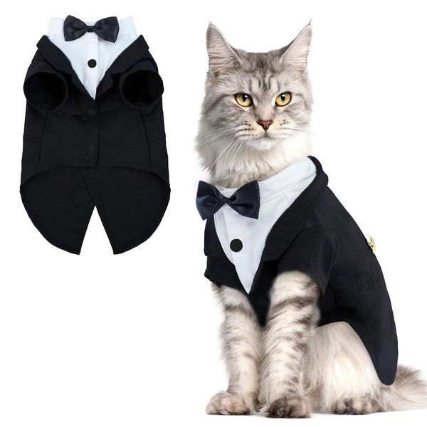 QBLEEV Cat Tuxedo Suit, Cat Halloween Costumes for Cats Only,
