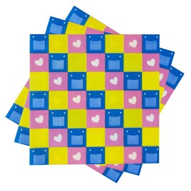 40Pcs Checkered Cartoon Teacher Party Napkin for Girls Boys Kids Birthday party Decor Drink Beverage Napkin for Glamping Birthday Bachelorette Party 6.5"