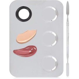 Espátula de Paleta de Maquillaje, Paleta de Mezcla de Maquillaje, Acero Inoxidable con Herramienta de Espátula, para Mezclar Base, Sombra de Ojos, Lápiz Labial