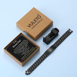 VULETO Bonus Dad Gifts, Stainless Steel American Link Bracelet Father's Day Christmas Jewelry Gifts for Best Bnous Dad from Daughter Son