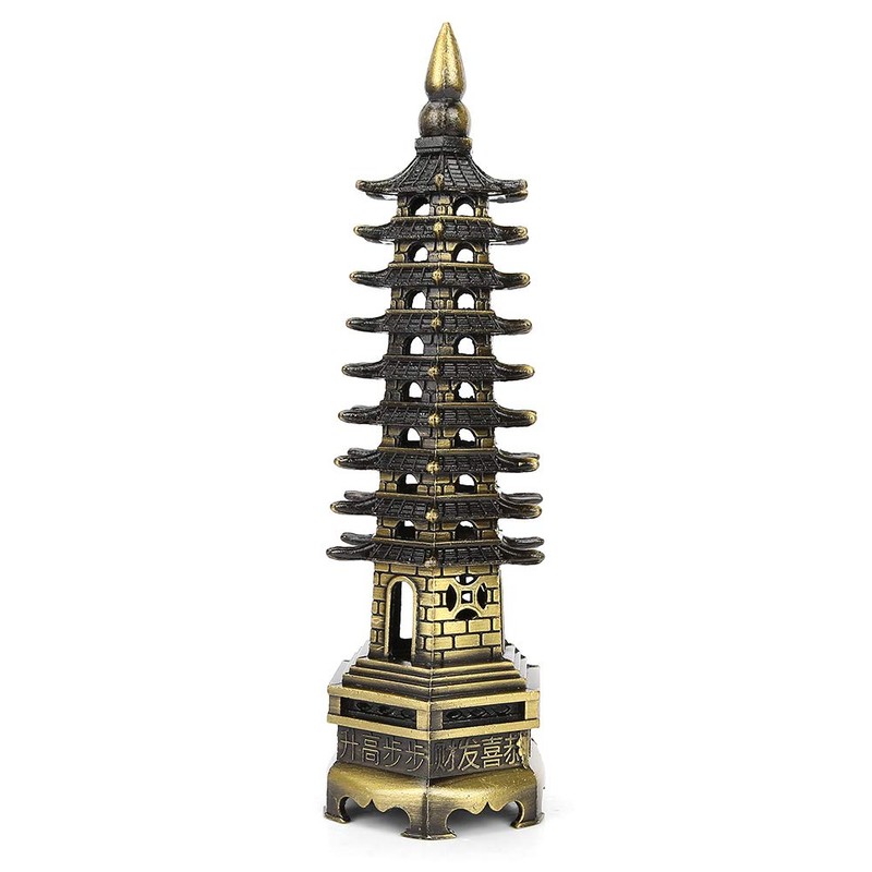 Alloy WenChang Tower Model for Bedroom Home, Vintage Chinese Tower