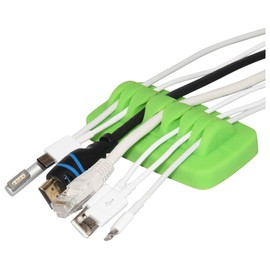 Organizador de cables más pesado del mercado. Soporte compacto y pesado para cables de computadora y organizador de cables, silicona ecológica, sin mal olor, incluido con 4 bridas reutilizables (verde)
