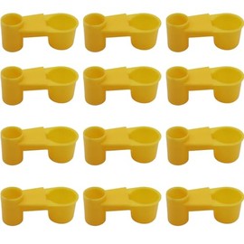 12 alimentadores automáticos de plástico para bebidas de pájaros, para botellas de agua o palomas, para loro, pollo, para aves de corral (amarillo)