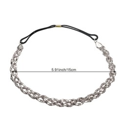 2PCS Elastic Metal Headband, Gold Silver Sparkly Headbands Fashion Vintage Bridal Wedding Headpiece Jewelry Hair Accessories for Women Girls