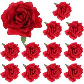 LALAFINA 12pcs Rose Clip Polyester Wedding Flowers Bride Artificial