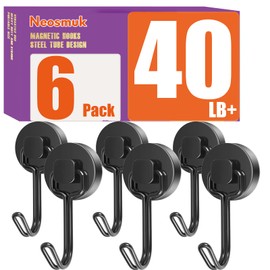 Neosmuk Swing Magnetic Hook Black, 18 kg Magnetic Hook Extra Strong for Locker Organiser, Neodymium Magnets, Hook Magnetic Very Strong for Workshop Furnishings, Rear Tent, Grill