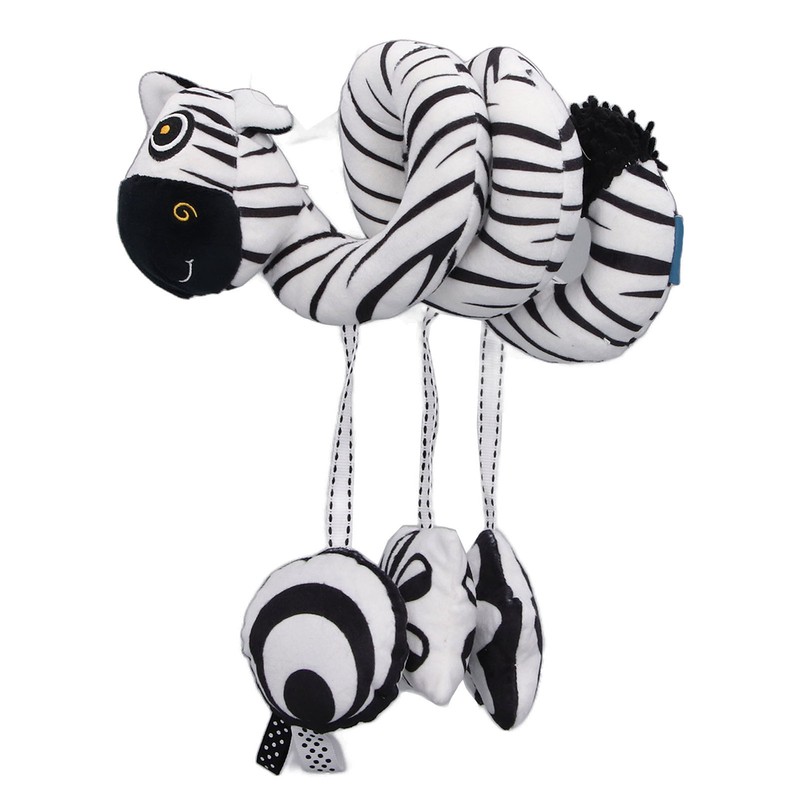 Baby Plush Animal Stroller Toys Black and White Spiral Activity