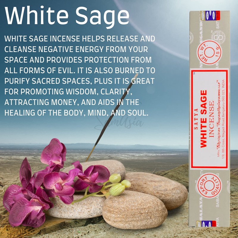 Satya Nag Champa White Sage Incense Sticks | x12 pack