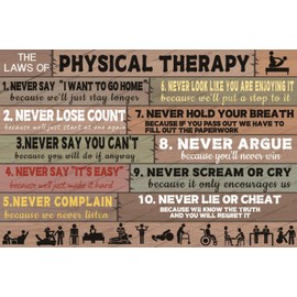 The Laws of Physical Therapy Retro Metal Tin Sign Plaque Poster Wall Decor for Health Posters School Nurse Office Medical 12x16 Inch