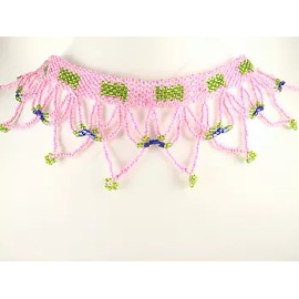 BeadsCorner Pink Green Choker Necklace Earrings Set