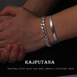 Rajputana Gold Chain Bracelets for Men Boys, S925 Sterling Silver Wrist Band Cuban Figaro Chains Metal Link Bracelet Stack Mens Accessories Jewelry Gifts Him Male Oro Pulsera Para Hombres 7.5 inch