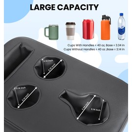 Back Seat Cup Holder for Car, PU Leather Couch Sofa Bed Boat Cup Holder Tray, Organizer for Trucks, Minivans, SUVs, RVs, Vehicles, Holds Drinks, Remote, Snacks, with Side Pockets