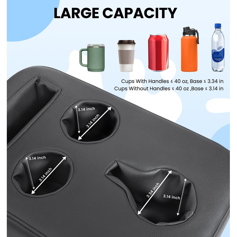 Back Seat Cup Holder for Car, PU Leather Couch Sofa