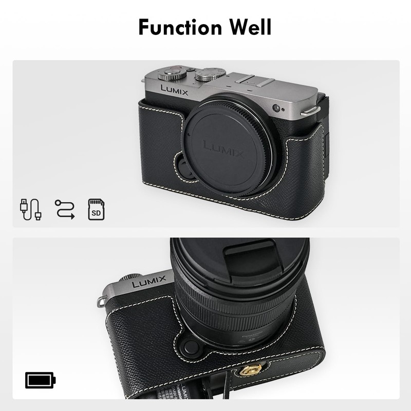 VOVMOEYA Protective Camera Case for Panasonic LUMIX DC-S9, Leather and