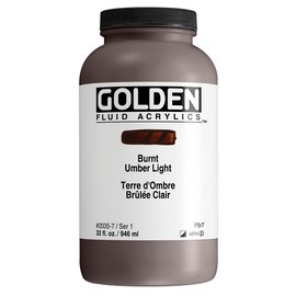 Fluid Acrylics by GOLDEN, Burnt Umber Light, 32 fl. oz. Jar, Professional Acrylic Paint, Semi-Opaque