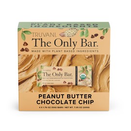 Truvani Plant Based Snack Bars | Peanut Butter Chocolate Chip 4 Pack | 8g Protein | USDA Organic and Vegan | The Only Bar | Dairy, Soy, and Gluten Free | Individually Wrapped