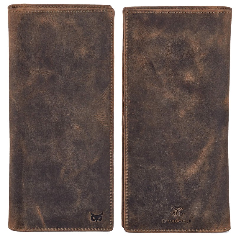 Wise Owl Stylish Bifold Long Slim Wallets - Real Leather