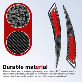 MOXRUQ 2 PCS Carbon Fiber Wheel Arch Protectors, Rubber Self-Adhesive Wheel Eyebrow Stickers, Sporty Eyebrow Fender Flare Guards, Universal Fit for Cars Edge Protection (Red)