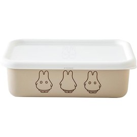 Fuji Enamel Miffy Pastel Storage Container with Lid Shallow Type Rectangle Square M Size Greige Ghost miffy Enamel