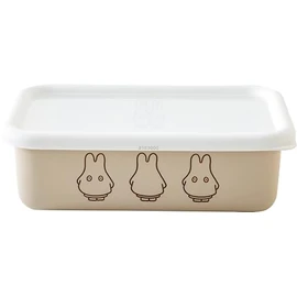 Fuji Enamel Miffy Pastel Storage Container with Lid Shallow Type Rectangle Square M Size Greige Ghost miffy Enamel