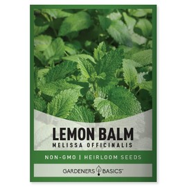 Gardeners Basics Lemon Balm Seeds for Planting Herbs - (Melissa Officinalis) Indoors and Outdoors Heirloom, Open-Pollinated, Non-GMO Herb Variety, Great for Home Herbal Tea Seed Gardens and More