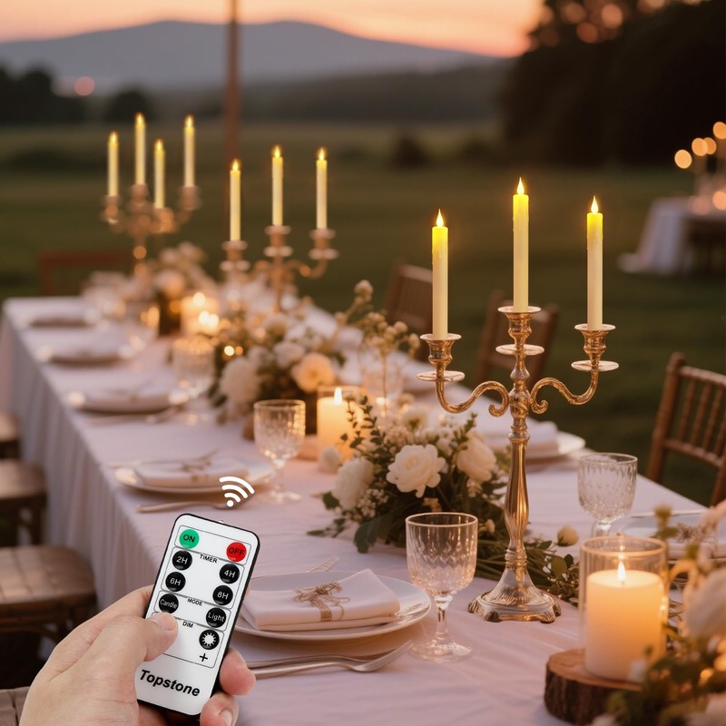 Topstone 6 pcs LED Taper Candles with Remote Control,Timer,Dimmer,Flameless Battery