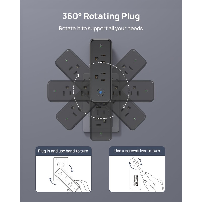 TROND Outlet Extender Surge Protector - 6 AC Outlet Splitter