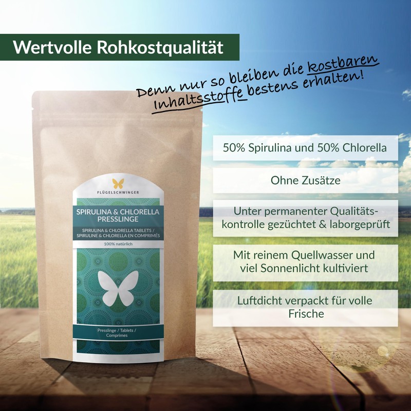 Spirulina & Chlorella Pellets 500 g, 1000 Tablets 500 mg,