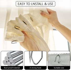 Curtain Hooks, Curtain Hooks for Drapes Pins 120 Pack Curtain Hooks for Curtain Rod Curtain Hooks Drapery Hooks for Pleated Drapes Curtain Pin Hooks Ring Hooks for Curtains Metal