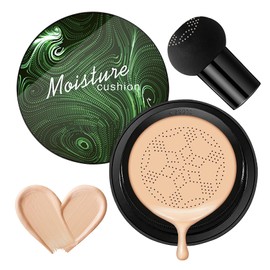 Mushroom Head Air Cushion CC Cream,Full Coverage Mushroom Head Liquid Foundation BB Cream Face Makeup,Oil Control Long Lasting Moisturizing Matte Concealer,Even Skin Tone（Natural）