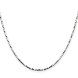 GlittersandGold Sterling Silver 1.5mm 8 Sided Diamond-cut Box Chain Necklace