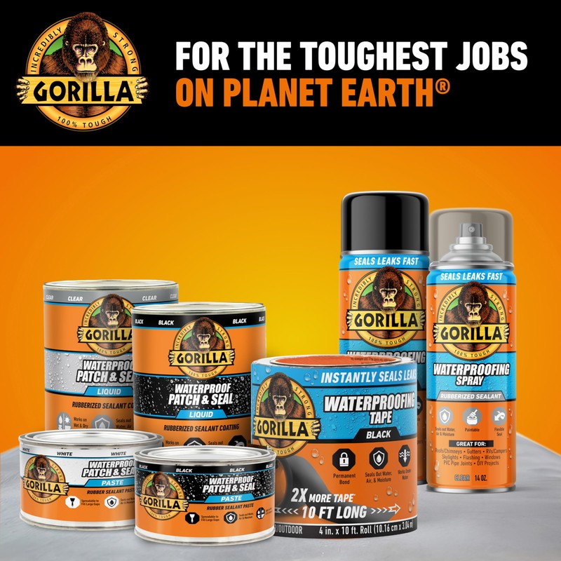 Gorilla Waterproof Patch & Seal Tape, Clear Tape, 4" x