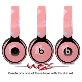 Skin Decal Wrap Works with Original Beats Solo Pro Headphones Pastel Flowers on Pink Skin Only Beats NOT Included