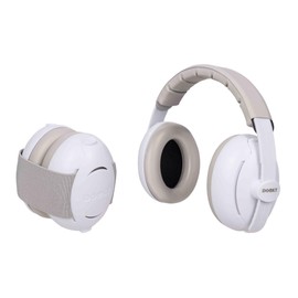 DOOKY Unisex Baby Ear Protection 2-in-1 Toddler Ear Protection, White and Grey, Universal Kids, White and Grey