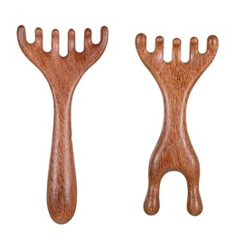 Wooden Head Massager Scalp, 2 Pack Five Claw Gua Sha Comb Portable Head Scratcher Massager for Relaxation & Stress Reduction Heads Massage Tool Scalp for Mother, Sister and Father Scalps Meridians