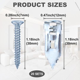 PAGOW 40 Pcs Self-Drilling Anchors, Anchors and Screws for Heavy Duty, Metal Screw Anchors Kit, No Drill and Holes in Wall (Silver, 0.47"x1.18")