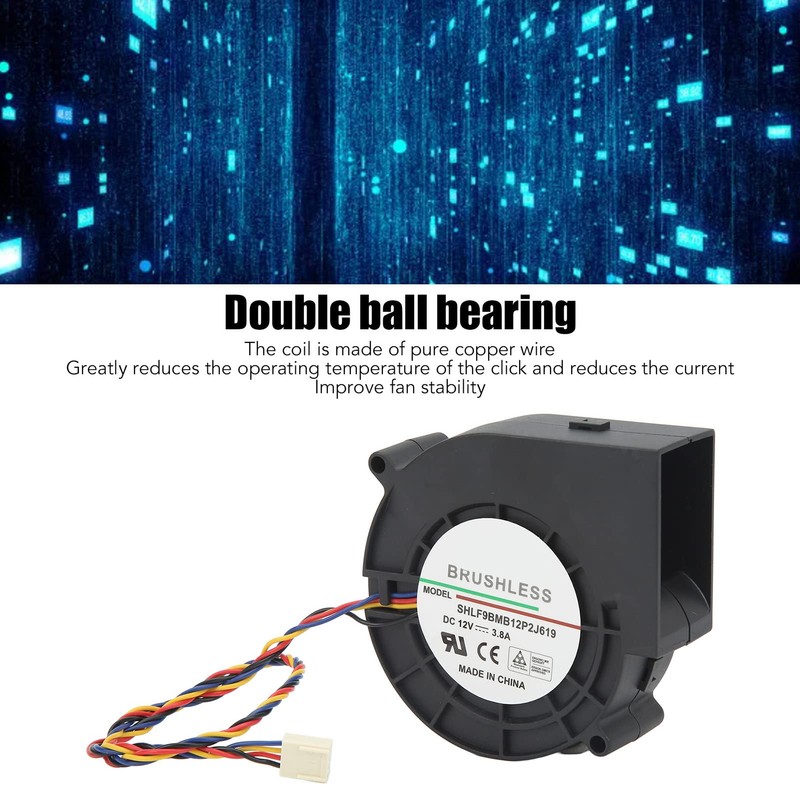 Brushless Cooling Fan, 7000RPM DC 12V 3.8A Brushless Blower Fan