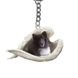 Funny Dog Sleeping Angel Wings Acrylic Keychain for Car Keys - Decorative 2-Sided Keychain Key Ring Bag Charm for Dog Lovers Presents, Car Fob Holder Backpack Key Chain Pendant (Style 2)