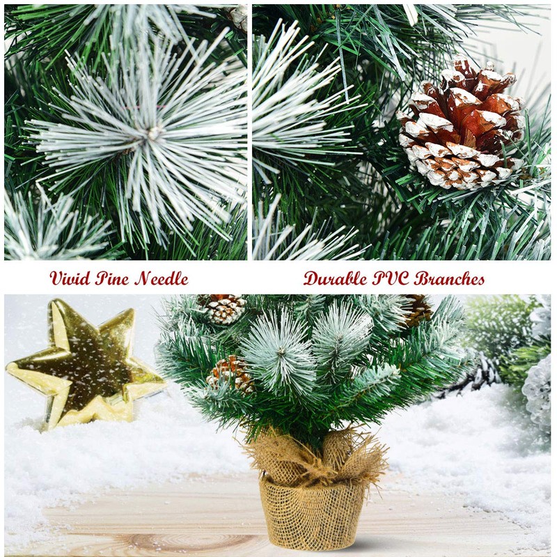 GYMAX 2FT Artificial Christmas Tree, Mini Tabletop Christmas Tree with