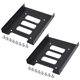 TRIXES Pack of 2 Black Metal Internal Mounting Kits for 2.5 Inch SSD Laptop Drives & 3.5 Inch Hard Disk Drives - Brackets for Hard Drive - High Performance Mounting Replacements for Hard Drives