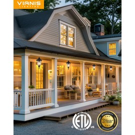 VIANIS Large Outdoor Pendant Lights, Black Hanging Porch Light Fixture, Waterproof Outdoor Hanging Light for House, Doorway, Entryway, 100% Aluminum, Anti-Rust, Vintage Style