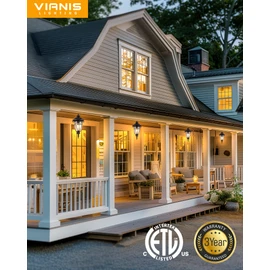 VIANIS Large Outdoor Pendant Lights, Black Hanging Porch Light Fixture, Waterproof Outdoor Hanging Light for House, Doorway, Entryway, 100% Aluminum, Anti-Rust, Vintage Style